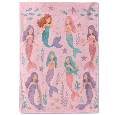 Mermaids Under the Sea Pattern Blanket: Soft Ocean Charm