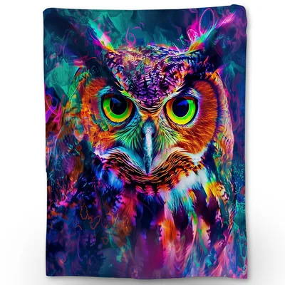 Neon Owl Blanket for Bold Night Owls and Art Lovers