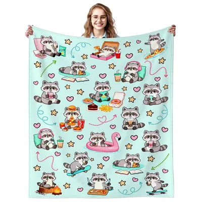 Raccoon Snack Lover Blanket for Cozy Nights In