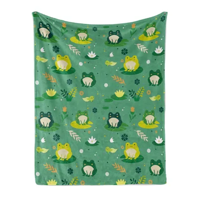 Mint Green Frog Pond Garden Blanket - Cozy Frog Throw