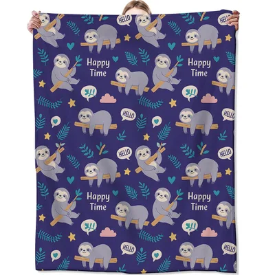 Happy Time Sloth Blanket for Cozy Lazy Days