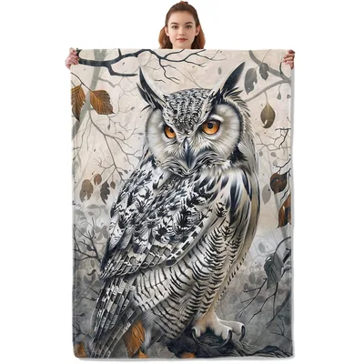 Owl Animal Nature Blanket for Quiet Evenings Indoors