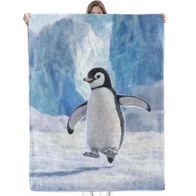 Arctic Penguin Blanket: A Chick on Blue Ice