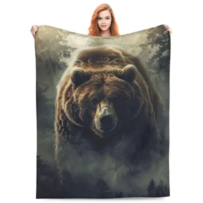 Grizzly Emerging from Smoky Blanket for Wildlife Lovers