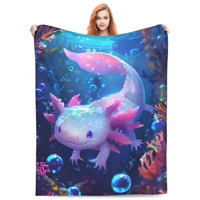 Glowing Axolotl Underwater Blanket: Soft Ocean Dreams