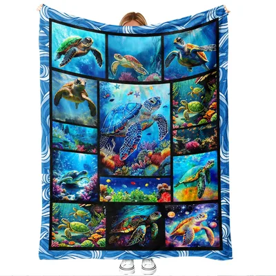 Underwater Turtle Blanket for Ocean Lovers at Home