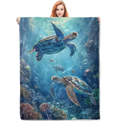 Sea Turtle Ocean Blanket: Swim Through Deep Blue Waters