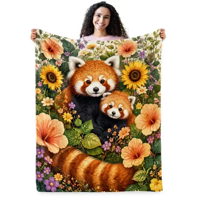 Red Panda Mom Blanket for Animal-Loving Moms