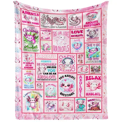 Axolotl Collage Blanket for Pink-Loving Fans