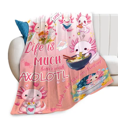 Love Life is Much Blanket: Pink Axolotl Throw