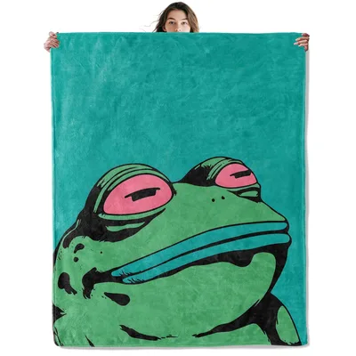 Grumpy Frog Blanket: A Sulky Toad Face in Teal and Green