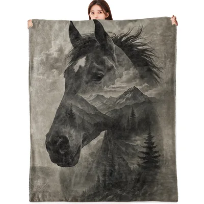 Horse Mountain Blanket for Animal Lovers and Nature Fans