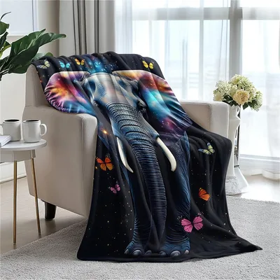 Cosmic Elephant Blanket for Galaxy Lovers and Animal Fans
