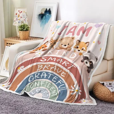 Woodland Animals Rainbow Blanket for Little Ones