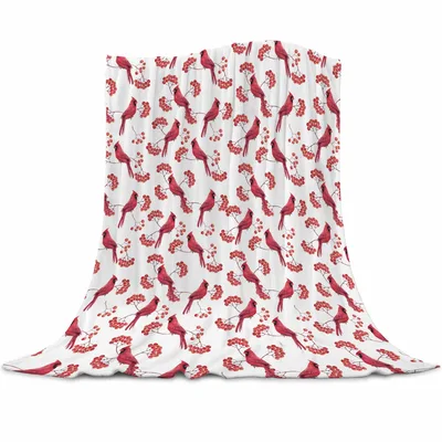 Winter Berries Blanket: Cardinals and Red Berries