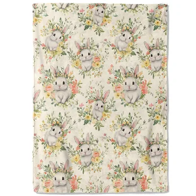 Bunny Floral Blanket for Spring Cozy Days
