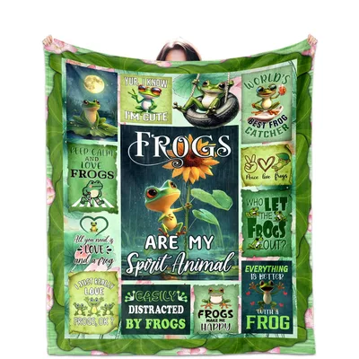 Frogs Are My Spirit Blanket: A Frog Lover Collage Throw