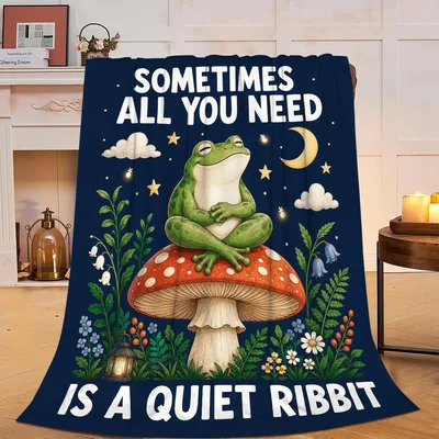 Frog Meditating Blanket for Calm Evenings and Quiet Moments