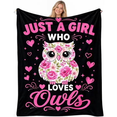 Pink Floral Owl Girl Blanket for Owl Fans