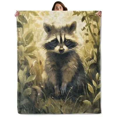 Raccoon in Forest Blanket: A Woodland Throw for Animal Lovers