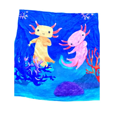Two Axolotls Underwater Blanket for Axolotl Fans
