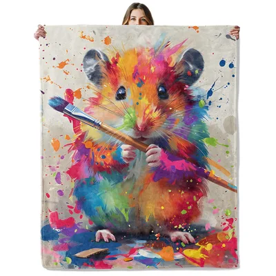 Painter Hamster Blanket: Vivid Splash Art for Cozy Days