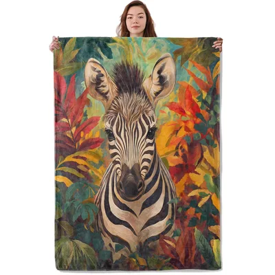 Jungle Zebra Blanket: A Bold Tropical Throw for Animal Lovers