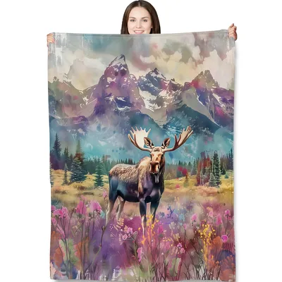 Mountain Moose Blanket for Wildlife Lovers and Nature Fans