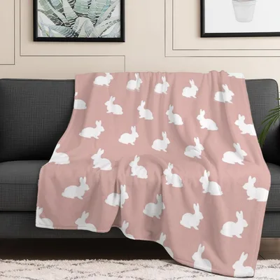 White Rabbit Blanket with a Soft Pink Bunny Pattern
