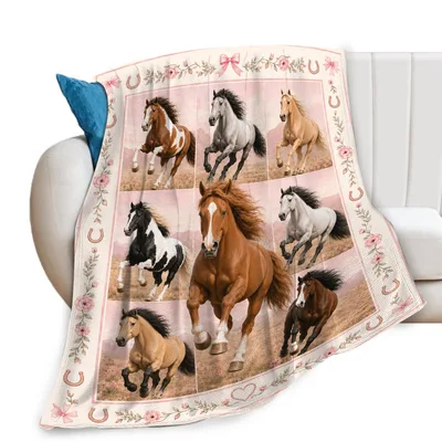 Horses Running Collage Blanket for Horse Lovers