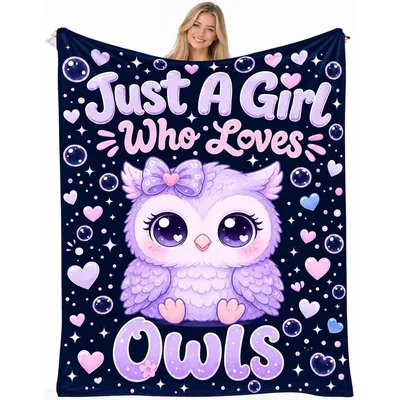 Owl Lover Girl Blanket: Just A Girl Who Loves Owls Design
