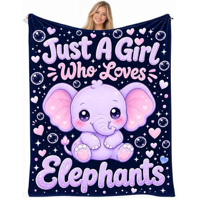 Girl Who Loves Elephants Blanket for Cozy Days