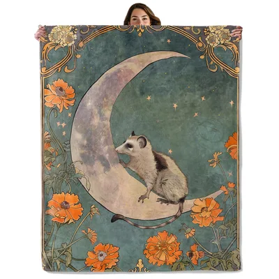 Opossum Crescent Moon Blanket for Animal Lovers