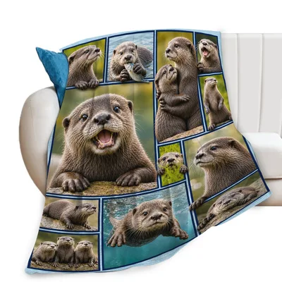 Otter Collage Blanket for Otter Lovers Everywhere