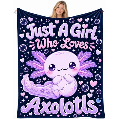 Purple Axolotl Dreams Girl Blanket for Axolotl Fans