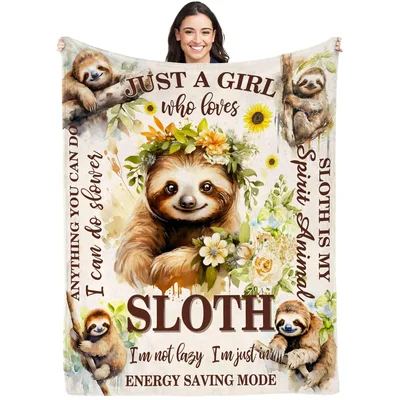 Sloth Spirit Animal Watercolor Blanket for Sloth Lovers