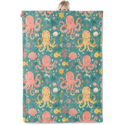 Octopus Sea Life Pattern Blanket for Ocean Lovers