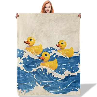Ducks Riding Waves Blanket for Cozy Days