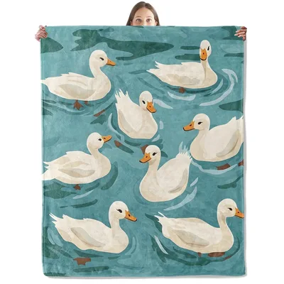 Ducks Swimming Blanket: A Calm White Duck Pond Throw