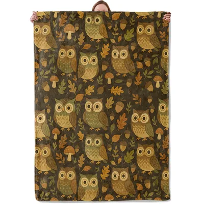 Retro Owl Pattern Blanket: Vintage Forest Owls and Acorns