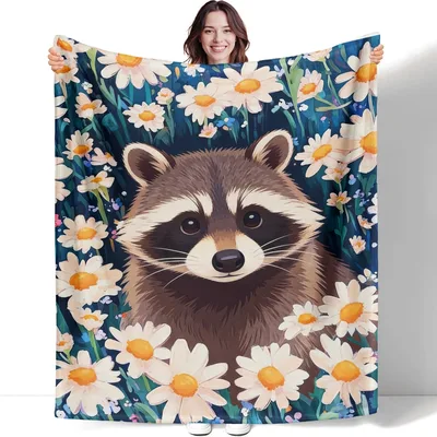 Raccoon Daisy Blanket: A Woodland Friend in Bloom