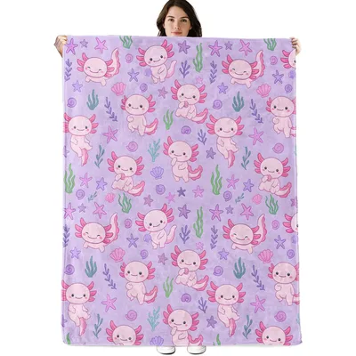 Cute Pink Axolotls Pattern Blanket for Cozy Days
