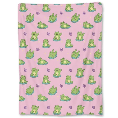 Cute Frogs and Butterflies Blanket for Cozy Days