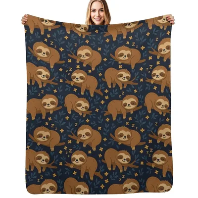 Sleepy Sloths on Branches Blanket for Cozy Days