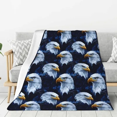 Eagle Head Pattern Blanket for Bird Lovers and Patriots