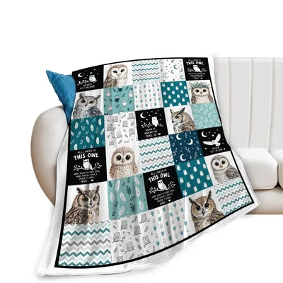 Never Fly Alone Blanket: Owl Patchwork Throw