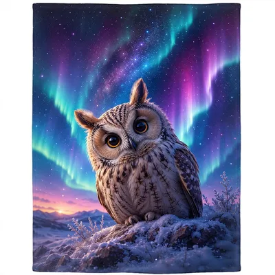 Owl Aurora Blanket for Night Sky Lovers