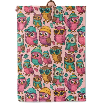 Cute Cartoon Owls Pattern Blanket for Cozy Days
