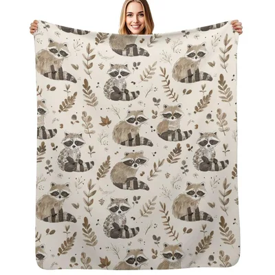 Raccoon Woodland Pattern Blanket: Cute Raccoon Art for Nature Lovers