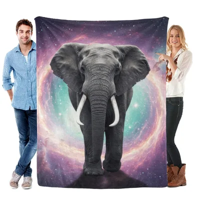 Elephant Galaxy Animal Blanket for Dreamy Nights